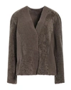 Salvatore Santoro Woman Coat Khaki Size 8 Ovine Leather In Beige