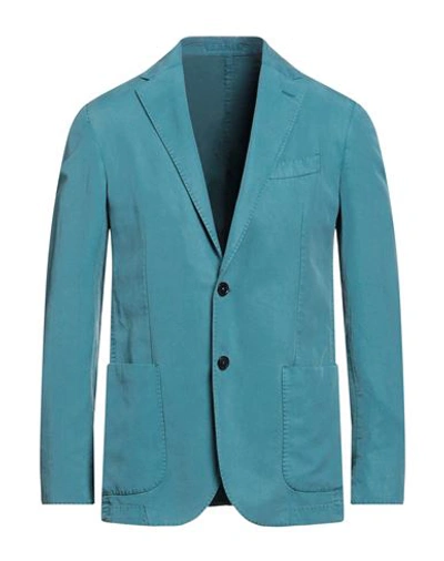 L.b.m 1911 L. B.m. 1911 Man Blazer Deep Teal Size 38 Lyocell, Linen, Cotton In Green