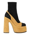 Casadei Woman Ankle Boots Mustard Size 11 Soft Leather In Yellow