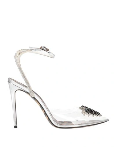 Philipp Plein Woman Pumps Silver Size 6 Textile Fibers, Plastic