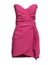 Federica Tosi Shoulder-baring Dress With Bow And Knot In Magenta