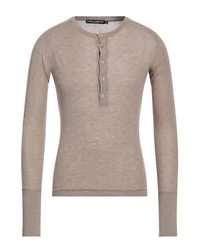 Dolce & Gabbana Man Sweater Sand Size 42 Cashmere In Beige