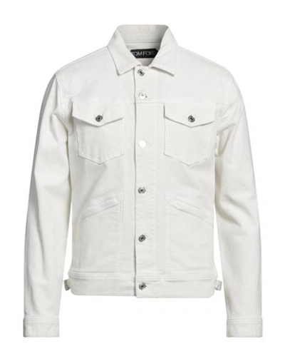 Tom Ford Man Jacket Ivory Size M Cotton, Elastane In White
