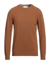 Selected Homme Man Sweater Camel Size M Lambswool In Beige