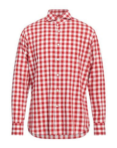 Alessandro Gherardi Man Shirt Red Size 16 Cotton