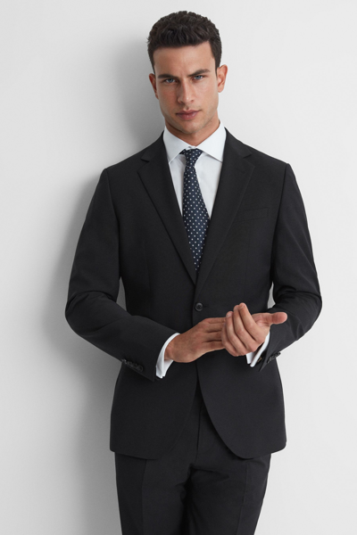 Reiss Black Slim-fit Wool-blend Single-breasted Suit Blazer