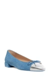 Stuart Weitzman Women's Sleek Bow Denim Flat Sandals In Washed Silver