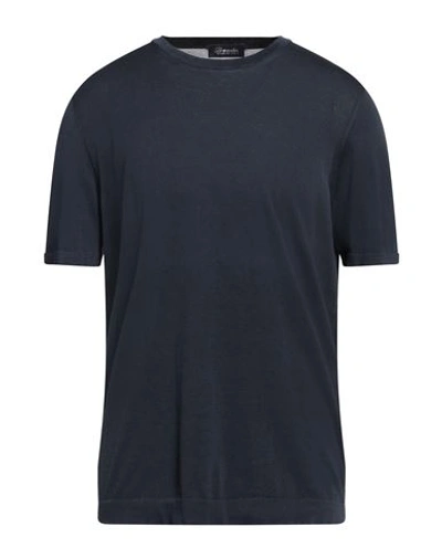 Drumohr Man Sweater Slate Blue Size 42 Cotton In Blue