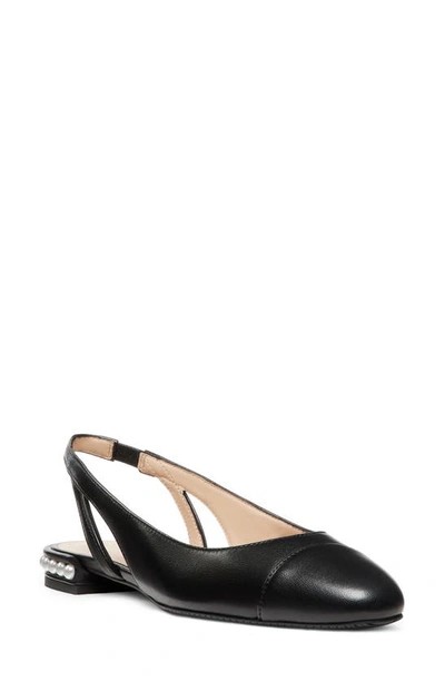 Stuart Weitzman Women's Pearl 20mm Imitation-accent Leather Slingback Flats In Black