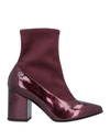 NORMA J.BAKER NORMA J. BAKER WOMAN ANKLE BOOTS BURGUNDY SIZE 7 SOFT LEATHER, TEXTILE FIBERS