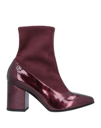 Norma J.baker Norma J. Baker Woman Ankle Boots Burgundy Size 7 Soft Leather, Textile Fibers In Red