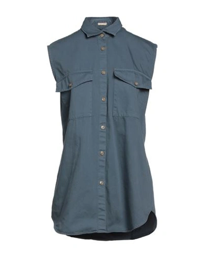 Massimo Alba Woman Shirt Slate Blue Size Xs Cotton