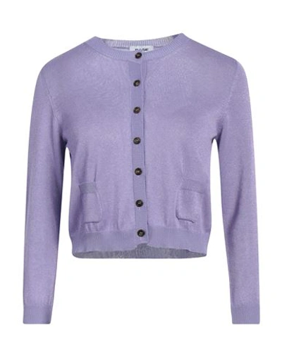 Base Milano Woman Cardigan Light Purple Size 8 Cotton, Viscose, Polyester