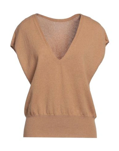 Malo Woman Sweater Camel Size 8 Cashmere In Beige
