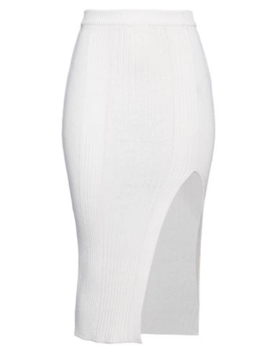 Balmain Woman Midi Skirt Ivory Size 10 Virgin Wool, Polyamide, Elastane In White