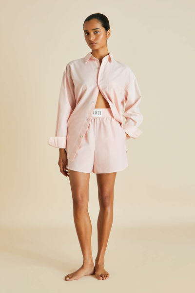 Olivia Von Halle Kick Pink Cotton-silk Pyjamas
