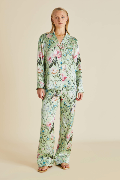 Olivia Von Halle Lila Floral-print Silk Pyjama Set In Effie