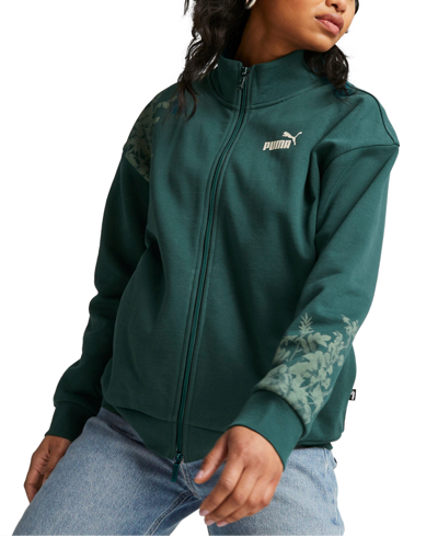 Puma Women's Essential Floral Vibes Full-zip Track Jacket In Malachite