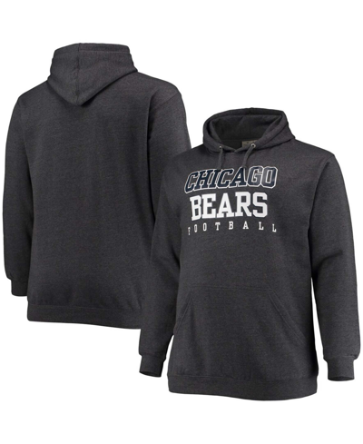 Fanatics Men's Big And Tall Heathered Charcoal Chicago Bears Practice Pullover Hoodie In Heather Gr