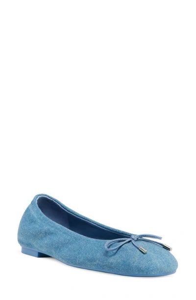 Stuart Weitzman Bardot Denim Bow Ballerina Flats In Washed