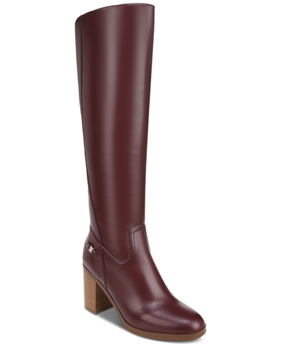 Giani Bernini Women's Odettee Memory Foam Block Heel Knee High Riding Boots, Created For Macy's In Wine Leather