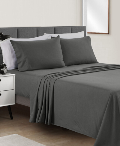 Sunham Microfiber Solid 4-pc. Sheet Set, King In Dark Gray