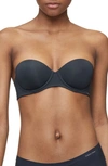 Calvin Klein Underwire Strapless Push-up Bra In Ck Black