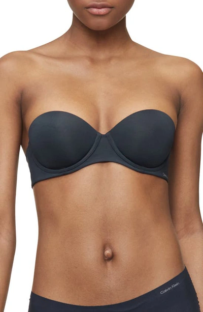 Calvin Klein Logo-embroidered Stretch-jersey Strapless Push-up Bra In Black