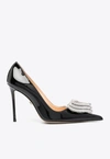 Mach&mach 110 Triple Heart Pumps In Patent Leather In Black