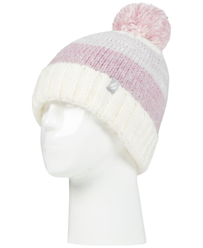 Heat Holders Women's Sloane Feather-knit Roll-up Pom Pom Hat In Pink