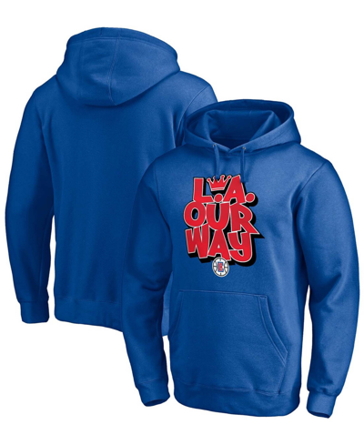 Fanatics Branded Royal La Clippers L.a. Our Way Post Up Hometown Collection Fitted Pullover Hoodie