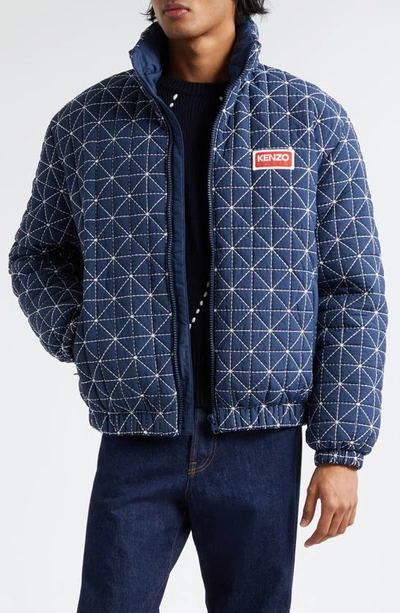 Kenzo Sashiko Stitch Down Jacket In Midnight_blue