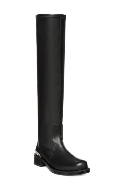 Stuart Weitzman Mercer Bold Leather Knee Boots In Black Leather