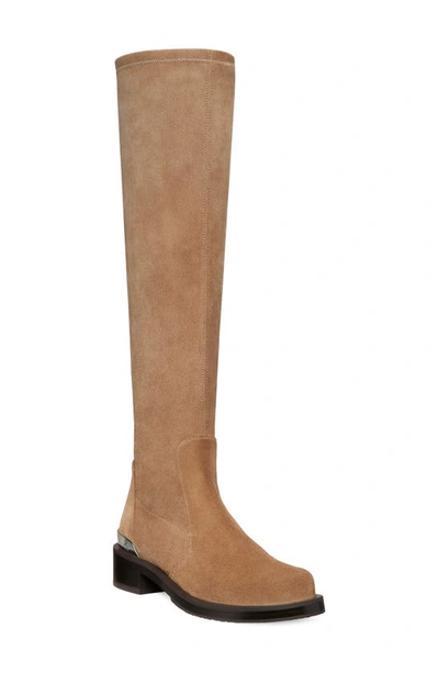 Stuart Weitzman Mercer Bold Suede Knee Boots In Khaki Leather