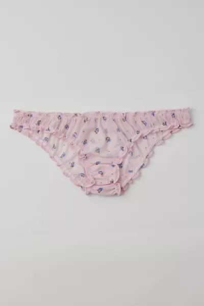 Out From Under Mesh Ruched Cheeky Undie In Light Pink Ditzy, Women's At Urban Outfitters In Light Pink Ditzy