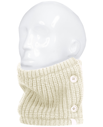 Heat Holders Clyde Solid Ribbed Side-button Neck Warmer In Cream