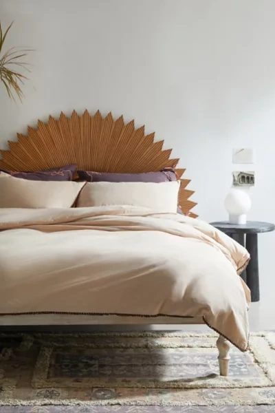 Urban Outfitters Breezy Cotton Percale Tassel Duvet Cover In Tan At