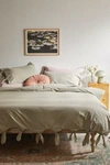 Urban Outfitters Breezy Cotton Percale Knotted Duvet Cover In Green At