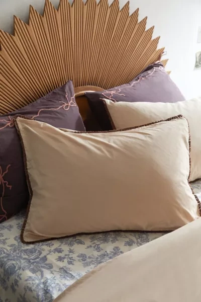 Urban Outfitters Breezy Cotton Percale Tassel Sham Set In Tan At  In Brown
