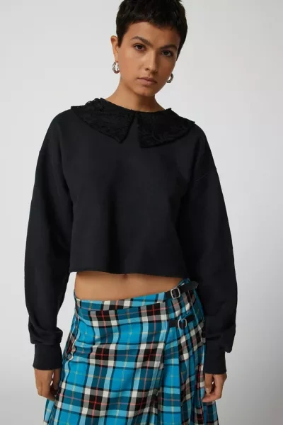 Urban Renewal Remade Lace Collar Top In Black, Women's At Urban Outfitters