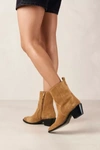 ALOHAS AUSTIN SUEDE ANKLE COWBOY BOOT IN TAN, WOMEN'S AT URBAN OUTFITTERS