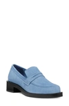 Stuart Weitzman Palmer Suede Penny Loafers In Blue Steel