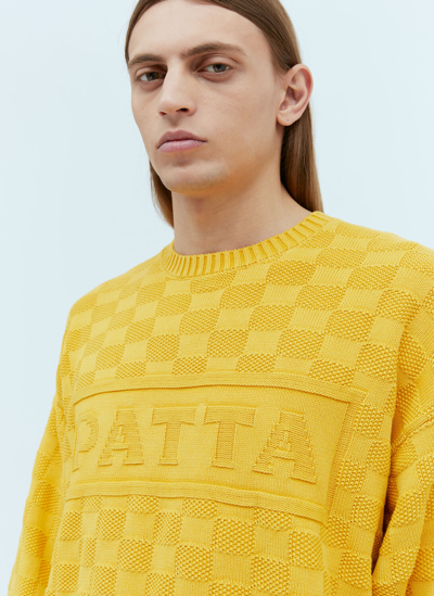 Patta Pearl Ribbed Knitted Sweater In Yellow