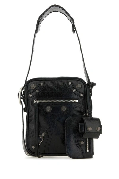 Balenciaga Man Black Leather Le Cagole Men Crossbody Bag