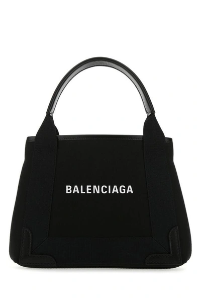 Balenciaga Woman Black Fabric Navy Cabas Xs Handbag