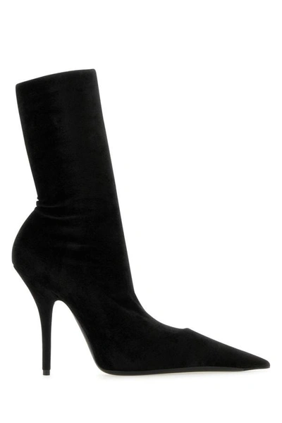 Balenciaga Knife 110 Stretch-velvet Ankle Boots In Black