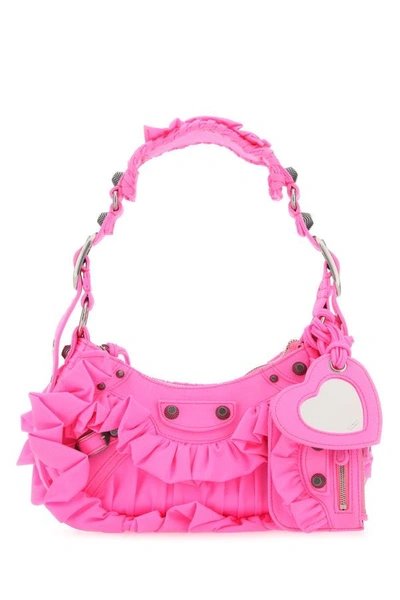 Balenciaga Woman Fluo Pink Fabric Le Cagole Xs Shoulder Bag