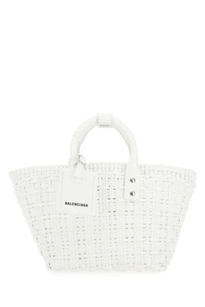 Balenciaga Xs Bistro Basket Tote Bag In White