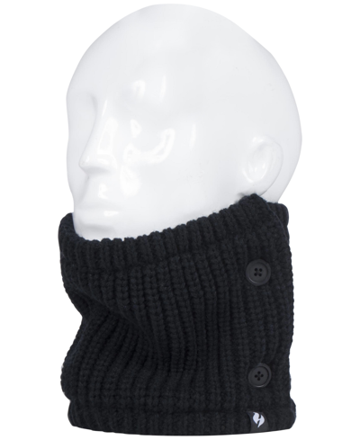 Heat Holders Clyde Solid Ribbed Side-button Neck Warmer In Black