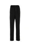 Bottega Veneta Black Straight Trousers With Coulisse At Waistline In Wool Twill Woman In Black